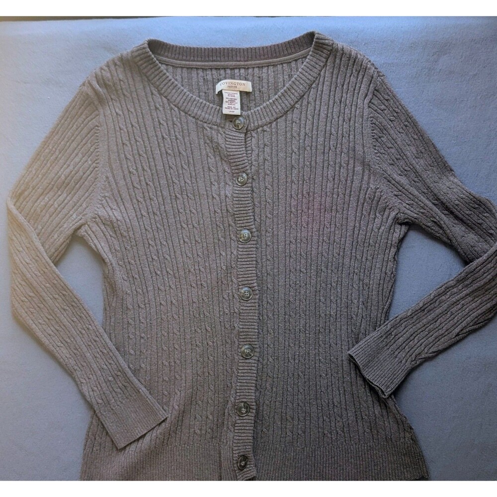 Covington Petite Large Brown Sweater with Buttons Long Sleeve Women's